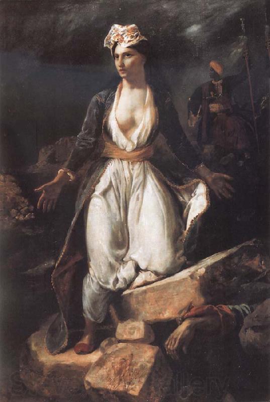 Eugene Delacroix Greece on the Ruins of Missolonghi Spain oil painting art